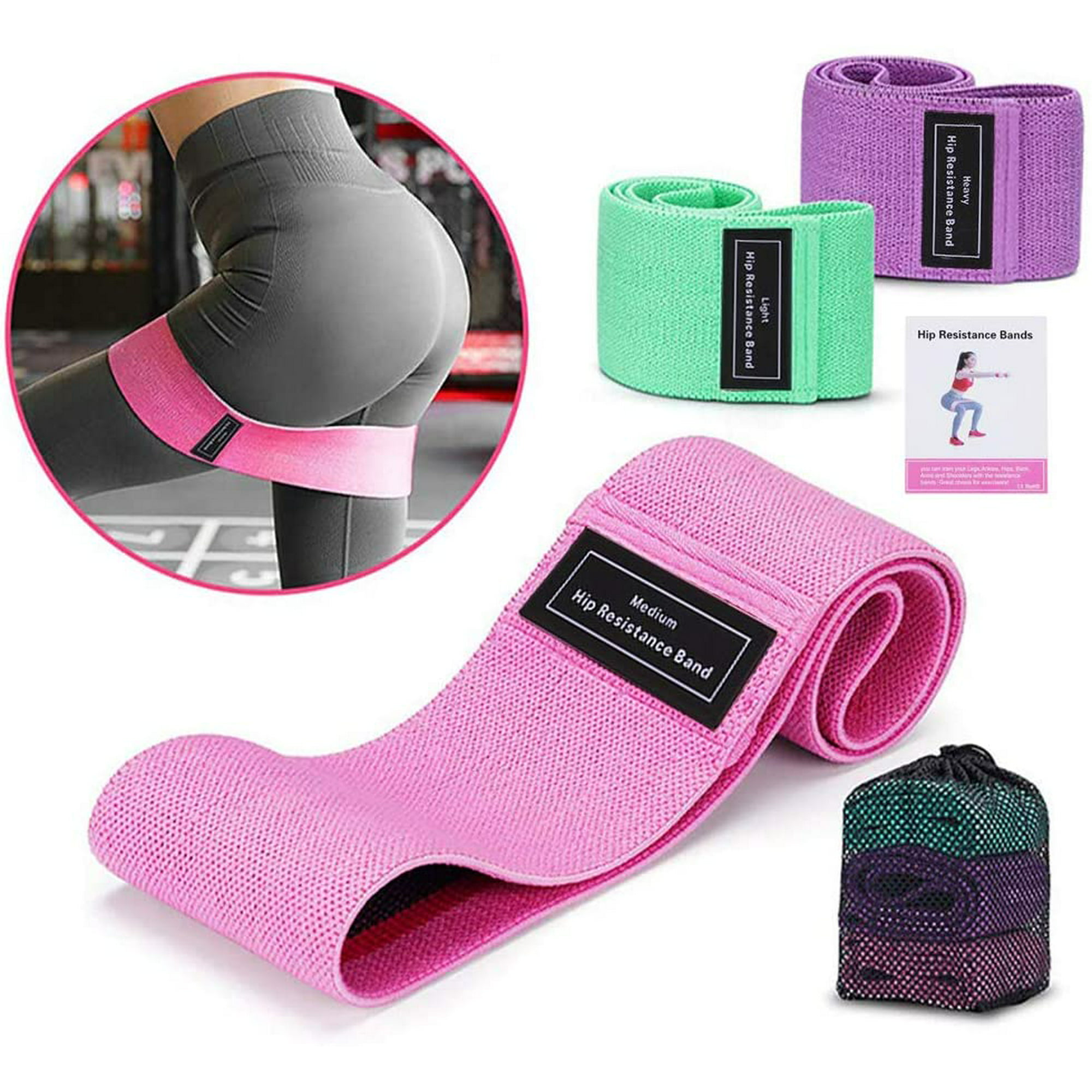 Thick Wide Non- Slip Exercise and Fitness Bands Women/Men Stretch and Workout Loops Booty Bands Stretch Bands Resistance Bands Set for Women Butt and Legs Workout 